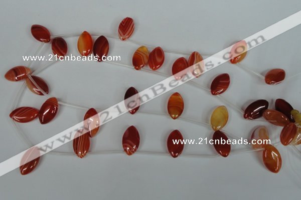 CAG3283 Top-drilled 12*20mm marquise red line agate beads