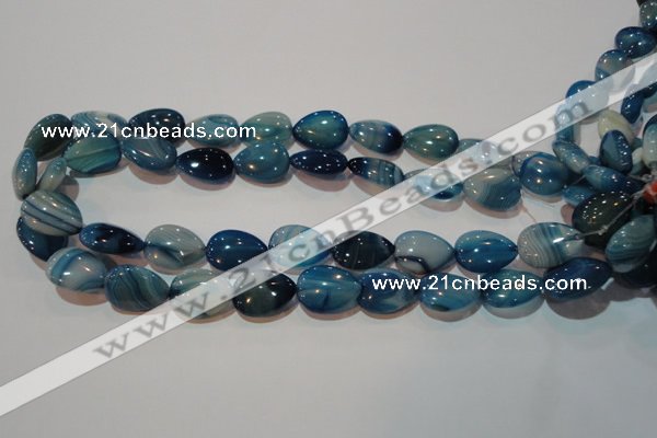CAG3471 15.5 inches 15*20mm flat teardrop blue line agate beads