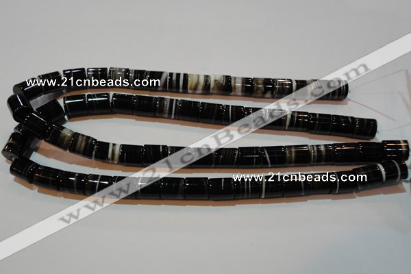 CAG3510 15.5 inches 11*13mm column brown line agate beads