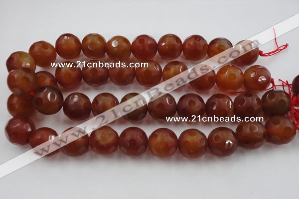 CAG3666 15.5 inches 18mm carved round matte red agate beads