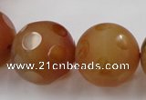 CAG3668 15.5 inches 22mm carved round matte red agate beads