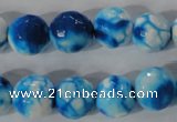 CAG3874 15.5 inches 12mm faceted round fire crackle agate beads