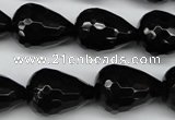 CAG4002 15.5 inches 15*20mm faceted teardrop black agate beads