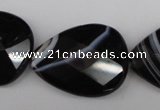 CAG4030 15.5 inches 15*20mm faceted flat teardrop black agate beads