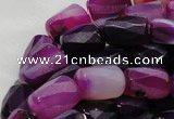 CAG409 14*20mm faceted column purple agate beads Wholesale