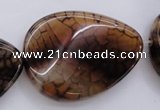 CAG4101 15.5 inches 30*40mm twisted flat teardrop dragon veins agate beads