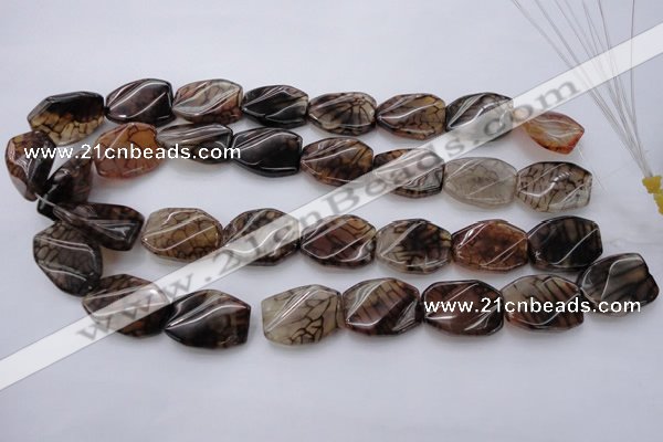CAG4111 15.5 inches 18*25mm twisted rectangle dragon veins agate beads