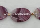 CAG412 15.5 inches 30*40mm twisted oval agate beads Wholesale
