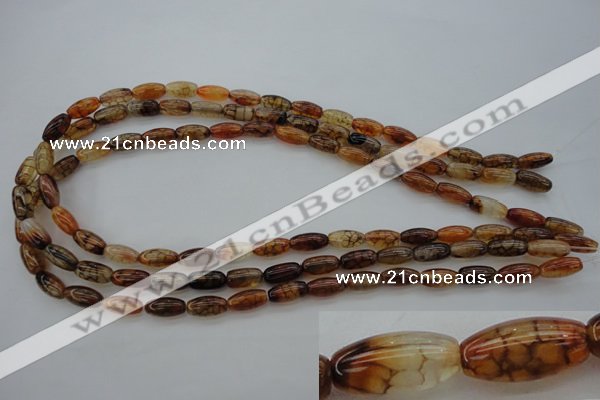 CAG4126 15.5 inches 6*12mm rice dragon veins agate beads