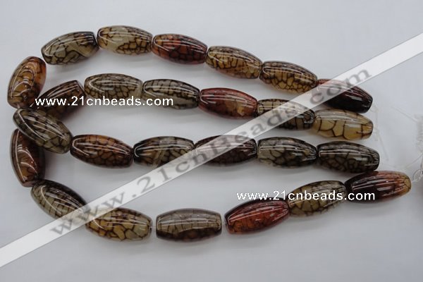 CAG4130 15.5 inches 15*30mm rice dragon veins agate beads