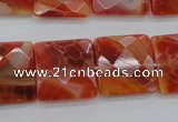 CAG4253 15.5 inches 18*18mm faceted square natural fire agate beads