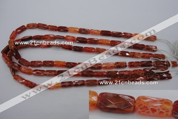 CAG4255 15.5 inches 7*14mm faceted square natural fire agate beads