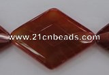 CAG4279 15.5 inches 28*40mm faceted diamond natural fire agate beads