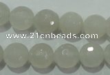 CAG4351 15.5 inches 10mm faceted round white agate beads wholesale