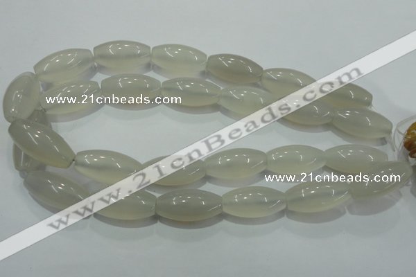 CAG4355 15.5 inches 15*30mm rice white agate beads wholesale