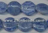 CAG4381 15.5 inches 18mm flat round dyed blue lace agate beads