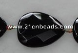 CAG444 15.5 inches 30*40mm faceted teardrop black agate beads