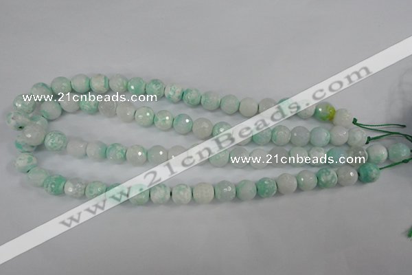 CAG4516 15.5 inches 10mm faceted round fire crackle agate beads