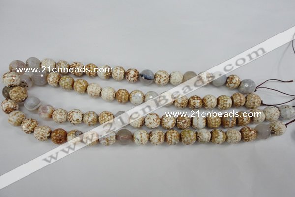 CAG4521 15.5 inches 10mm faceted round fire crackle agate beads