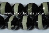 CAG4671 15.5 inches 16mm faceted round tibetan agate beads wholesale
