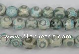 CAG4730 15 inches 8mm faceted round tibetan agate beads wholesale