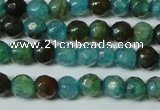 CAG4785 15.5 inches 4mm faceted round fire crackle agate beads