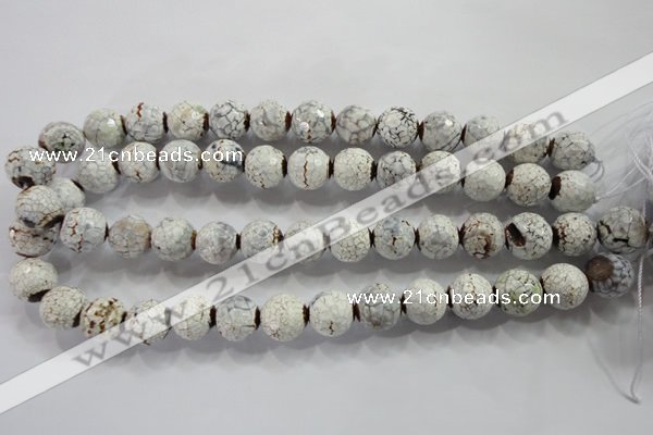 CAG4788 15.5 inches 14mm faceted round fire crackle agate beads