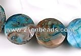 CAG480 15 inches 12mm faceted coin cyan crazy lace agate beads Wholesale