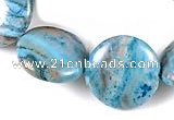 CAG482 15 inches 16mm flat round cyan crazy lace agate beads Wholesale