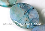 CAG484 15 inches 25*32mm oval cyan crazy lace agate beads Wholesale