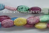 CAG4916 15.5 inches 10*14mm flat drum dyed white agate beads