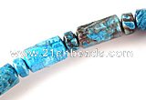 CAG493 15 inches rondelle and faceted column cyan crazy lace agate beads
