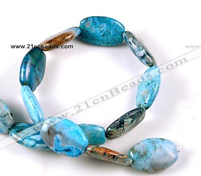 CAG499 15 inches 17*23 mm flat drum cyan crazy lace agate beads
