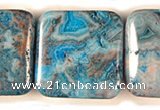 CAG511 15 inches 16*16mm square cyan crazy lace agate beads wholesale
