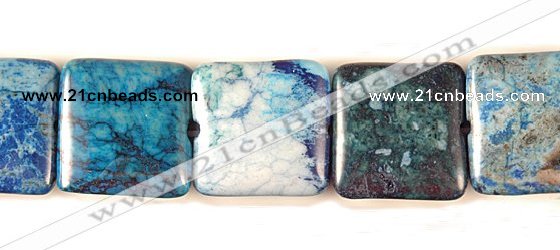 CAG512 15 inches 20*20mm square cyan crazy lace agate beads wholesale