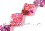 CAG515 15 inches 16*18mm rhombus fuchsia crazy lace agate beads