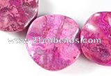 CAG516 15 inches 25*25mm lotus leaf  fuchsia crazy lace agate beads