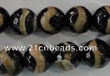 CAG5168 15 inches 14mm faceted round tibetan agate beads wholesale