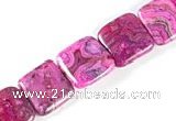 CAG519 15 inches 15*15mm square  fuchsia crazy lace agate beads