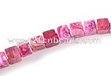 CAG520 15 inches 6*6mm cubic fuchsia crazy lace agate beads wholesale