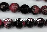 CAG5200 15 inches 12mm faceted round fire crackle agate beads
