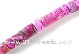 CAG521 15 inches column and rondelle  fuchsia crazy lace agate beads