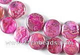 CAG522 14mm & 16mm coin fuchsia crazy lace agate beads wholesale