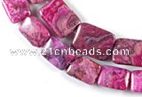 CAG523 Multi sizes rectangle fuchsia crazy lace agate beads wholesale