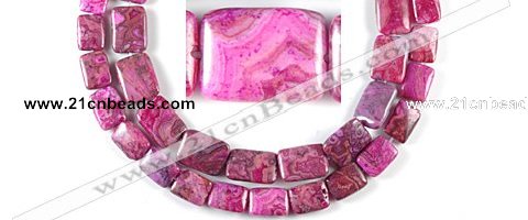 CAG523 Multi sizes rectangle fuchsia crazy lace agate beads wholesale