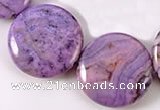 CAG527  15 inches 18mm coin purple crazy lace agate beads wholesale