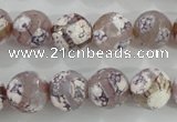 CAG5354 15.5 inches 12mm faceted round tibetan agate beads wholesale