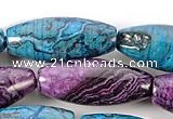 CAG537 15 inches 10*24mm rice purple & cyan crazy lace agate beads