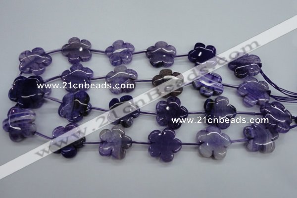 CAG5392 15.5 inches 24mm carved flower dragon veins agate beads