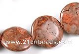 CAG541 15 inches 20mm coin mahogany crazy lace agate beads wholesale
